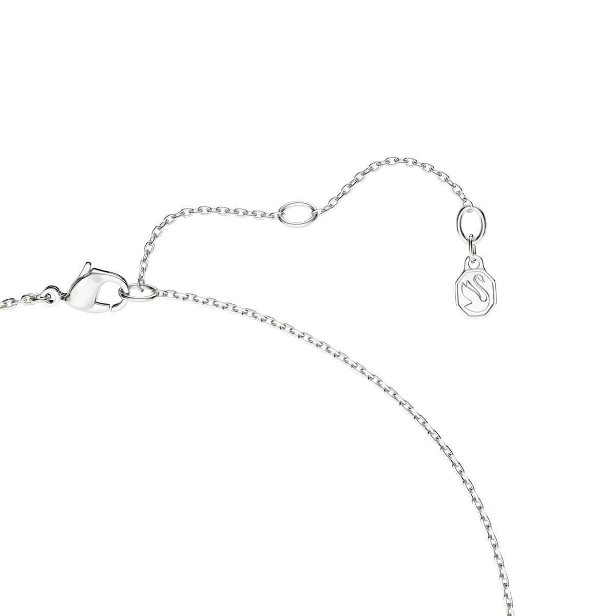 Elevate your look with the Swarovski Classica Y pendant, featuring a delicate sterling silver chain with a lobster clasp and an adjustable extension adorned with a small hexagonal charm engraved with the letter “S.” This elegant piece by Swarovski is beautifully finished with a shimmering white, round-cut pendant inspired by the timeless style of Swarovski Classica.