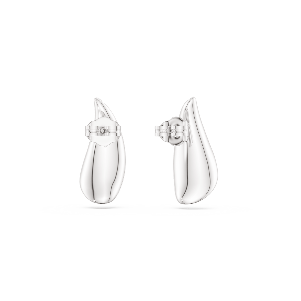 A pair of Swarovski Classica drop earrings, featuring round-cut white crystals set in recycled sterling silver with smooth, teardrop-shaped surfaces and clip-back closures, displayed on a plain white background.