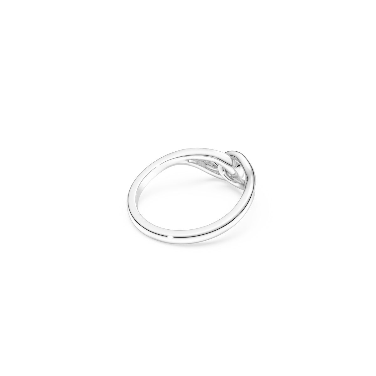 A minimalist Swarovski Classica ring in sterling silver, featuring an interlocking round-cut design, displayed on a plain white background.