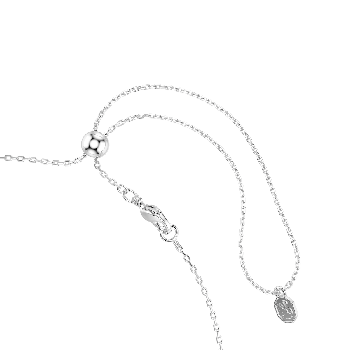 A close-up of the Swarovski Mesmera choker, a rhodium-plated necklace featuring marquise-cut white crystals, displayed on a plain white background.