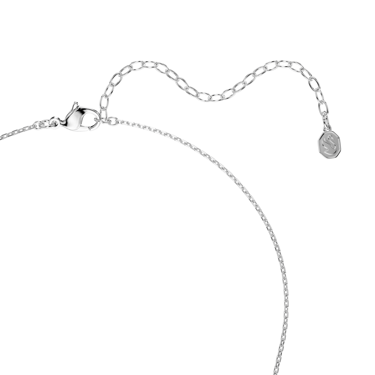 Swarovski Mesmera necklace, featuring a marquise-cut Swarovski Zirconia charm and finished with a lobster clasp and adjustable rhodium-plated chain, shown on a white background. This elegant piece by Swarovski is the perfect statement jewelry to elevate any look.