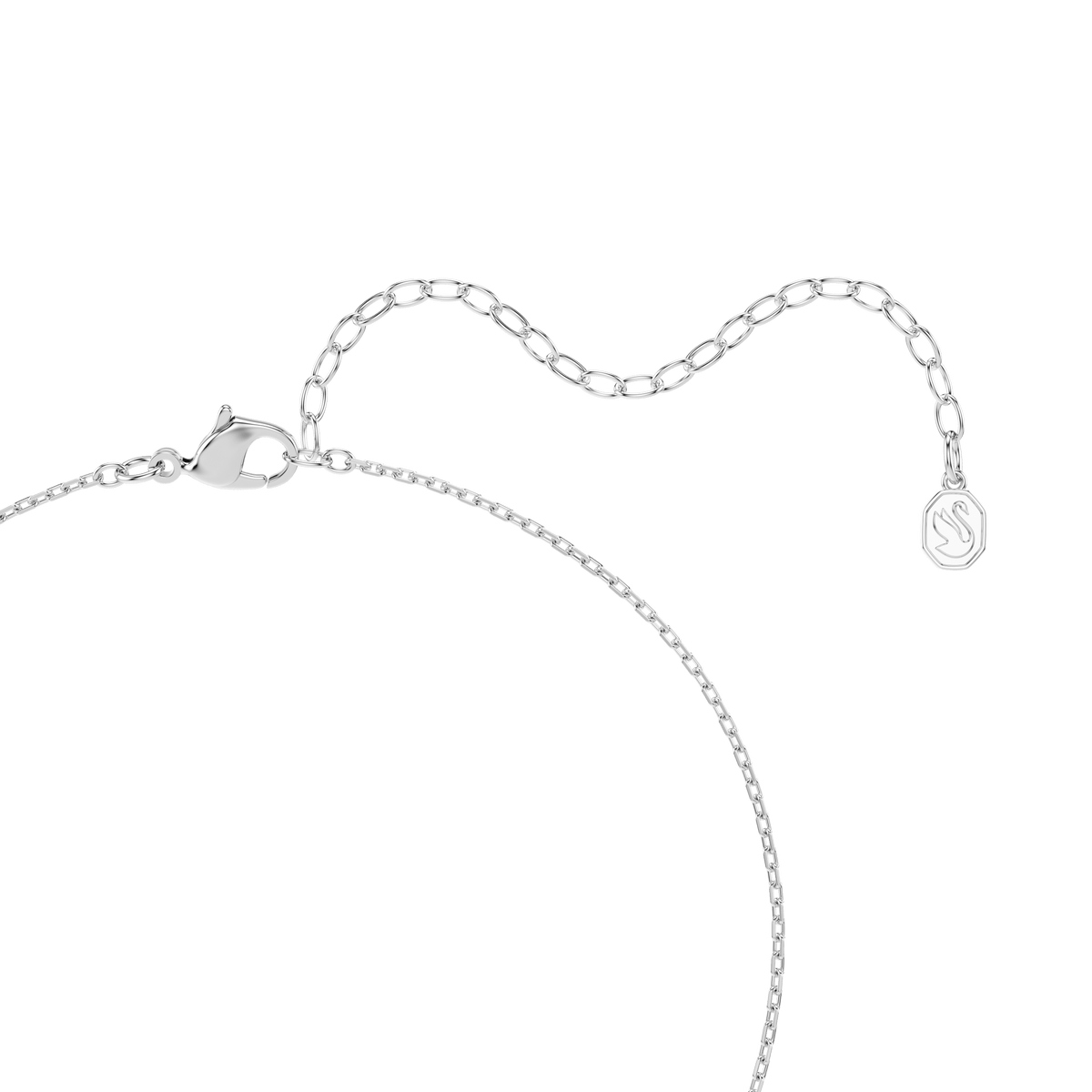 A delicate rhodium-plated chain necklace from Swarovski, featuring an adjustable extension and finished with a cushion-cut blue Millenia pendant—perfectly capturing the timeless elegance of Swarovski jewelry.