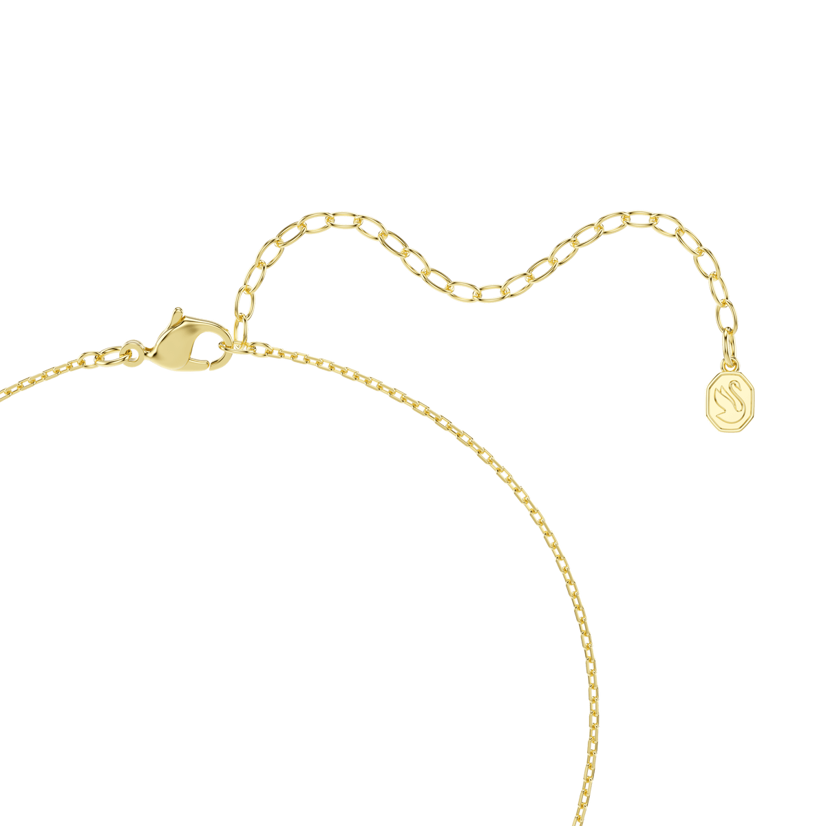 Presenting the Swarovski Una Angelic pendant: an elegant accessory featuring a cushion-cut white stone set in a radiant 18K gold finish. Suspended from a delicate gold chain with an adjustable extension and lobster clasp, this timeless design is completed by the signature Swarovski charm at the end—lending modern sophistication to a classic piece.