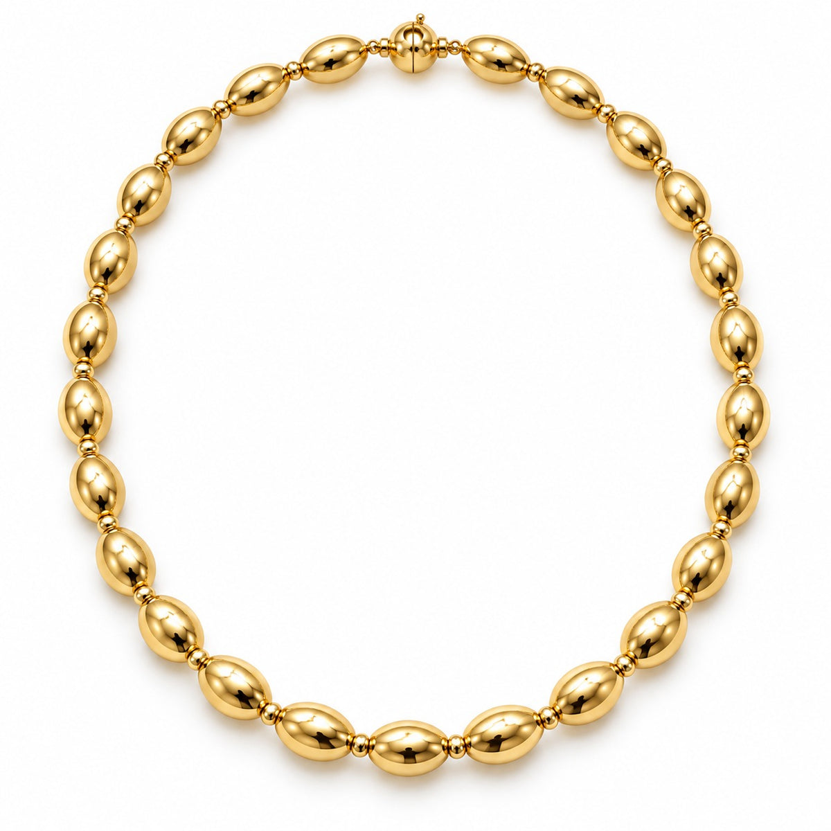 Raffi&Co.® 18K Yellow Gold Oval Bead Necklace — front view