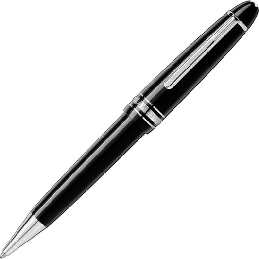 A Montblanc Meisterstuck LeGrand Ballpoint Pen by Montblanc is shown against a white background. It features silver accents and a clip, along with a shiny finish that adds to its elegant and professional appearance.