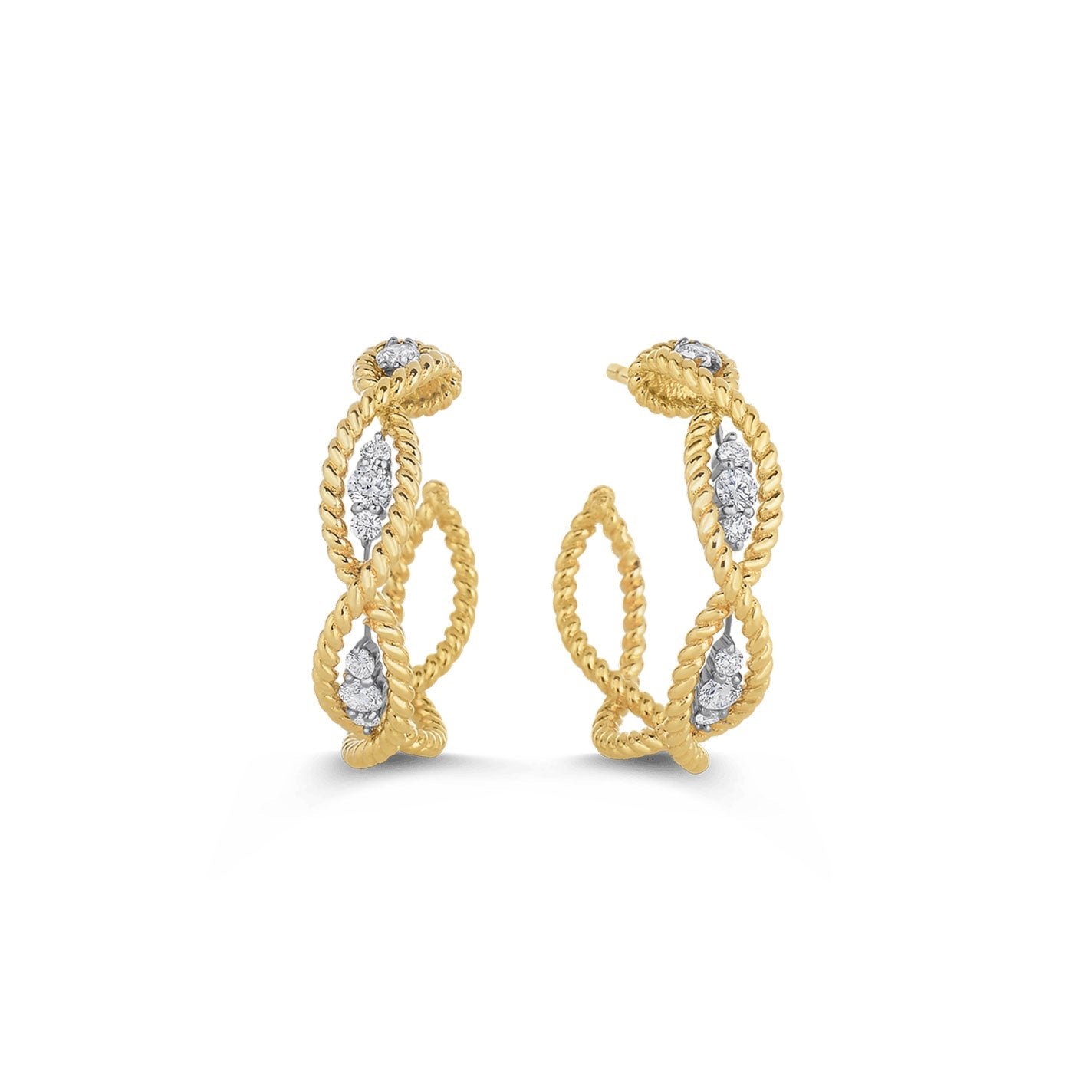 Roberto Coin New Barocco 18K Yellow Gold Diamond Hoop Earrings