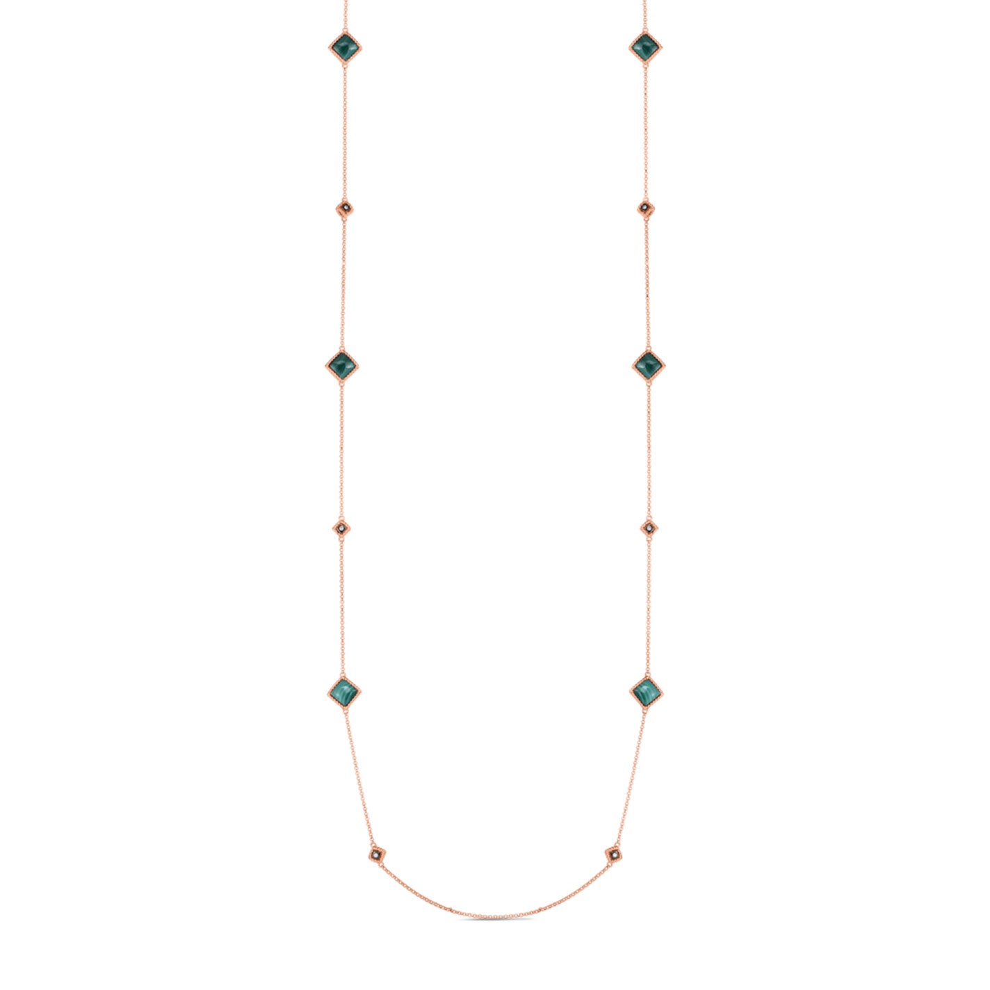 Roberto Coin 18K Rose Gold Palazzo Ducale Green Malachite and Diamond Station Necklace