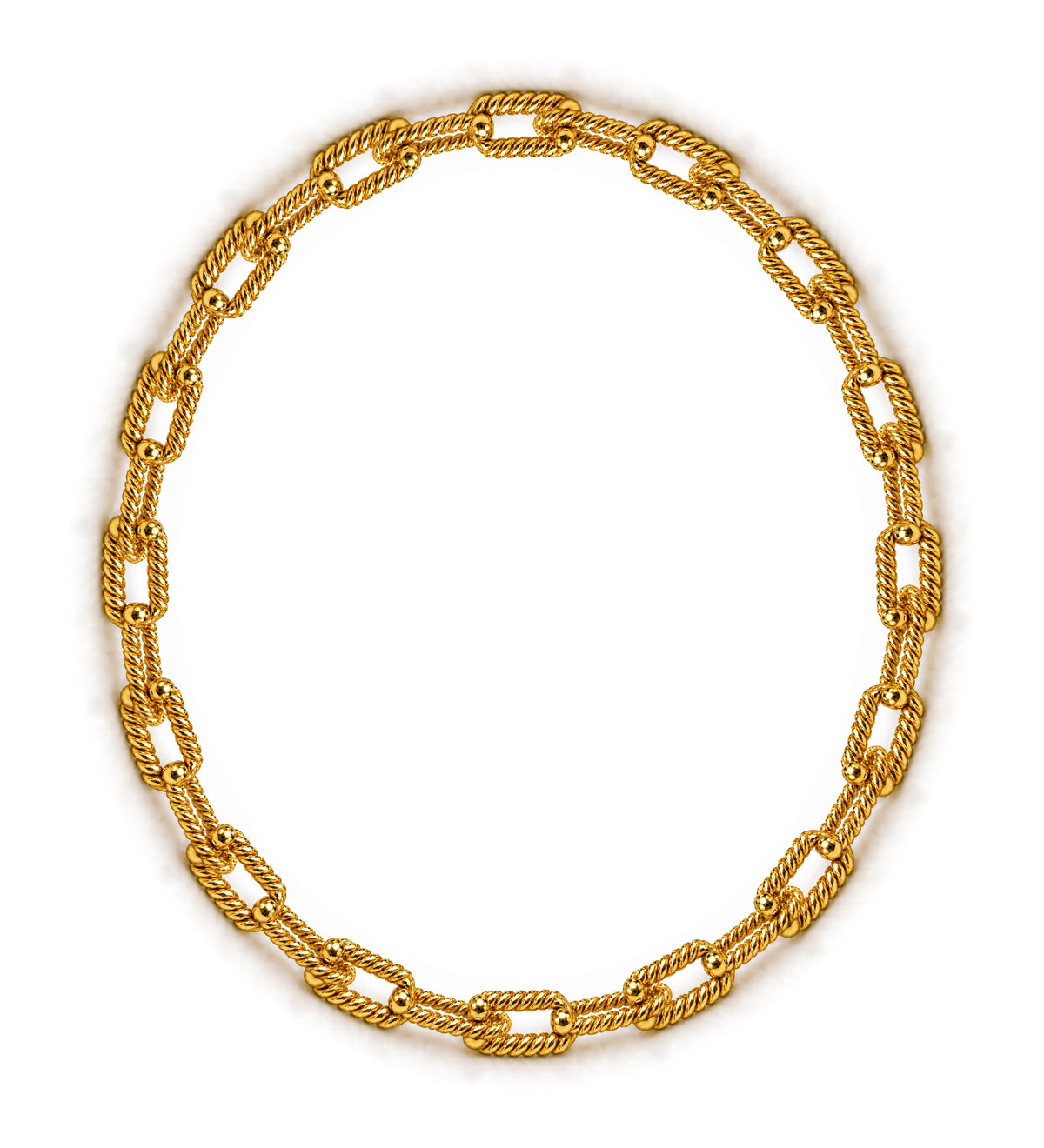 Raffi&Co.® 18K Yellow Gold Textured Oval Link Necklace — front view