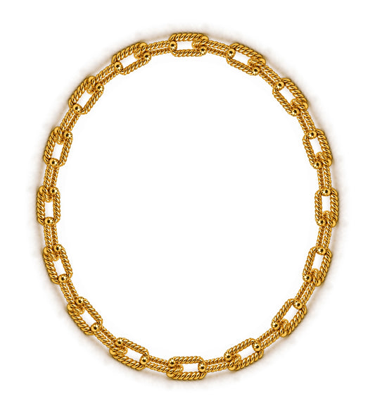 Raffi&Co.® 18K Yellow Gold Textured Oval Link Necklace — front view