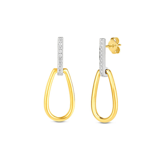 A sophisticated bracelet showcasing 18 Karat yellow gold rectangular paperclip links accented with sparkling diamonds. Inspired by Roberto Coin's timeless designs, the piece boasts a shiny finish and a secure closure.