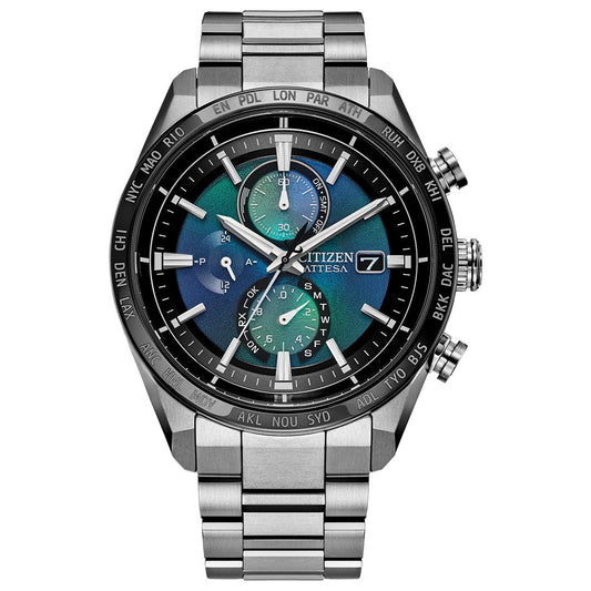 The CITIZEN Attesa Atomic Time Keeping Super Titanium Limited Edition Eco-Drive 42mm Watch is a luxury men's watch featuring atomic timekeeping, a sleek 42mm case, and is crafted from lightweight, durable Super Titanium.