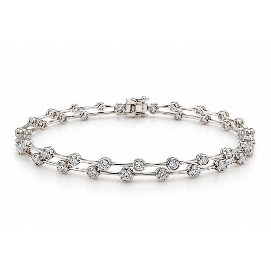 Raffi&Co.® 18K White Gold 1.71 ctw Round Diamond Station Bracelet — front view
