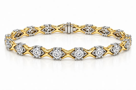 Raffi&Co.® 14K Two-Tone Gold 4.20 ctw Round Diamond X-Link Bracelet — front view