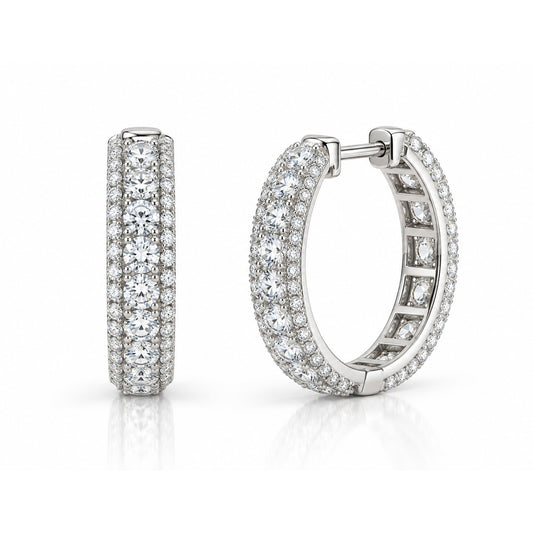 Raffi&Co.® 18K White Gold 2.80 ctw Round Diamond Inside-Out Hoop Earrings — front view