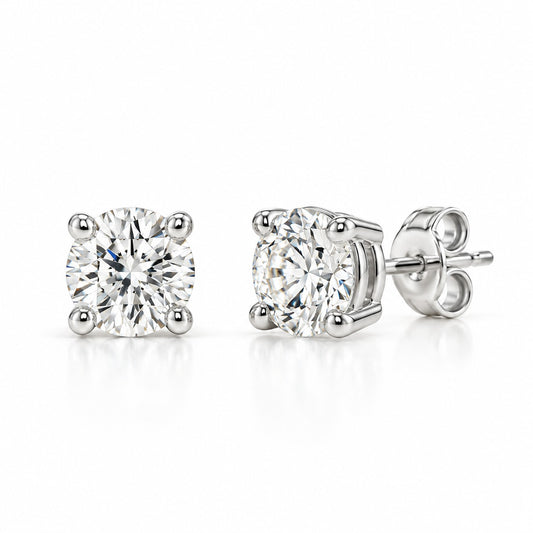 Raffi&Co.® 14K White Gold 4.00 ctw Round Lab Grown Diamond Stud Earrings — front view