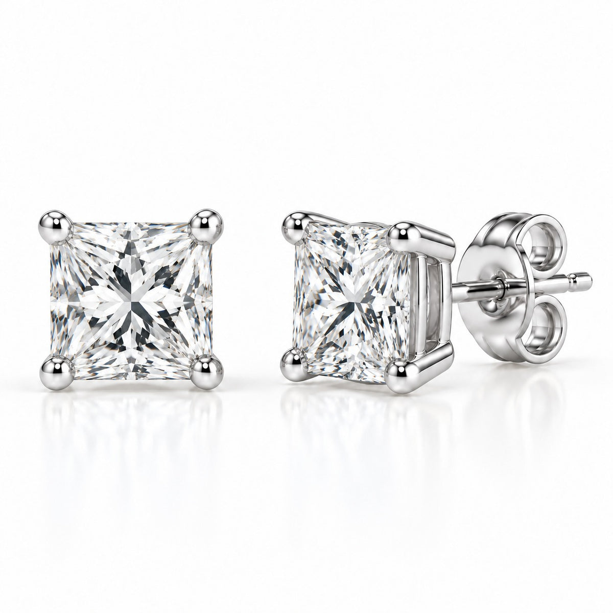 Raffi&Co.® 14K White Gold 2.00 ct tw Princess Lab Grown Diamond Stud Earrings — front view