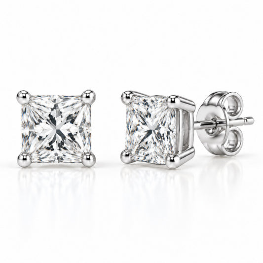 Raffi&Co.® 14K White Gold 2.00 ctw Princess Lab Grown Diamond Stud Earrings — front view