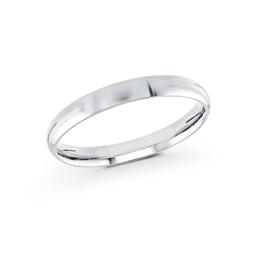 The Malo 10K White Gold 3mm Wedding Band by Malo is elegantly showcased against a white background. This size 11 ring features a clean, polished surface that subtly reflects light, highlighting its simple and refined design.