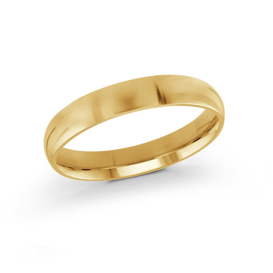 The Malo 10K Yellow Gold 4mm Wedding Band, finely crafted by Malo, features a smooth, polished finish and is perfectly sized at 5. It shines elegantly against a white background.