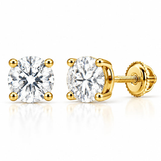 Raffi&Co.® 14K Yellow Gold 3.60 ctw Round Lab Grown Diamond Stud Earrings — front view