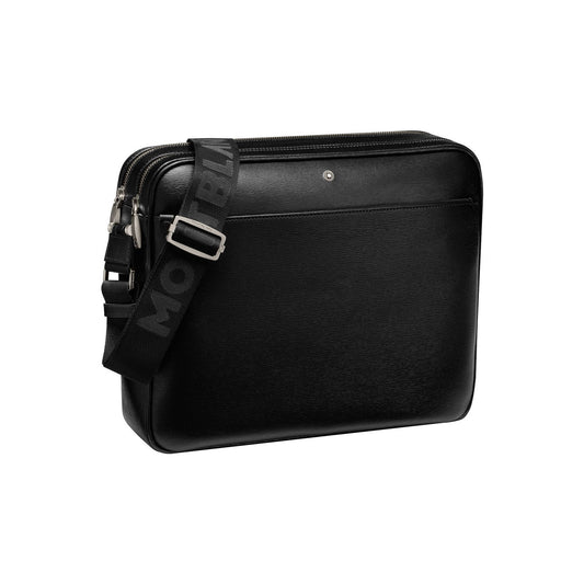 Introducing the Montblanc Westside Black Leather Cross Bodies Bag, a sophisticated accessory with an adjustable shoulder strap and a front pocket with zipper closure. This minimalist bag boasts a sleek design and smooth texture, making it perfect for both professional and casual occasions. Enhanced by the iconic Montblanc emblem, it exudes elegance in every detail.