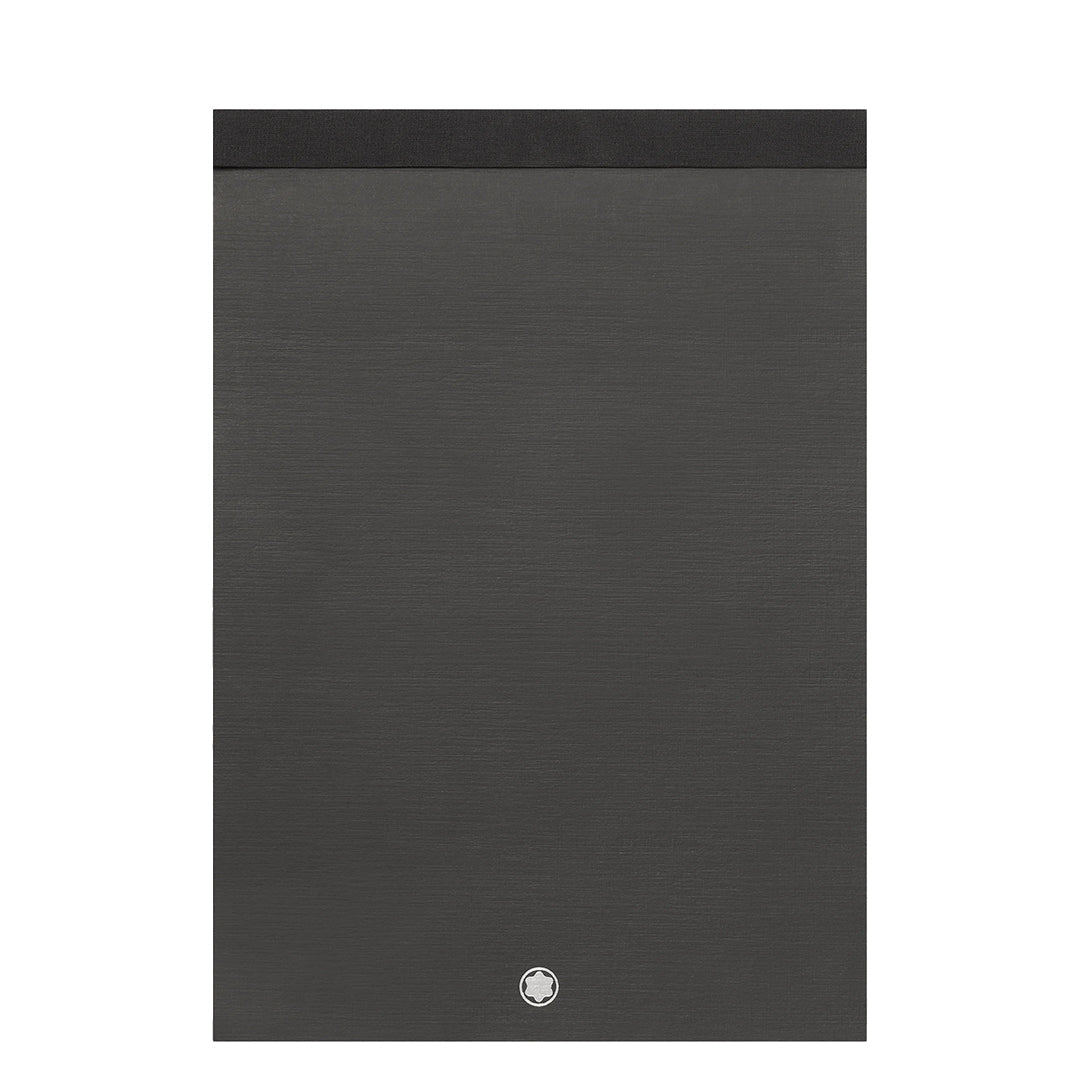 The Montblanc 2 Fine Stationery Notebook #146 Slim offers a sleek, textured black leather cover with a silver emblem, exuding a modern and professional vibe. Ideal for business or personal use, it's truly fine stationery at its best.
