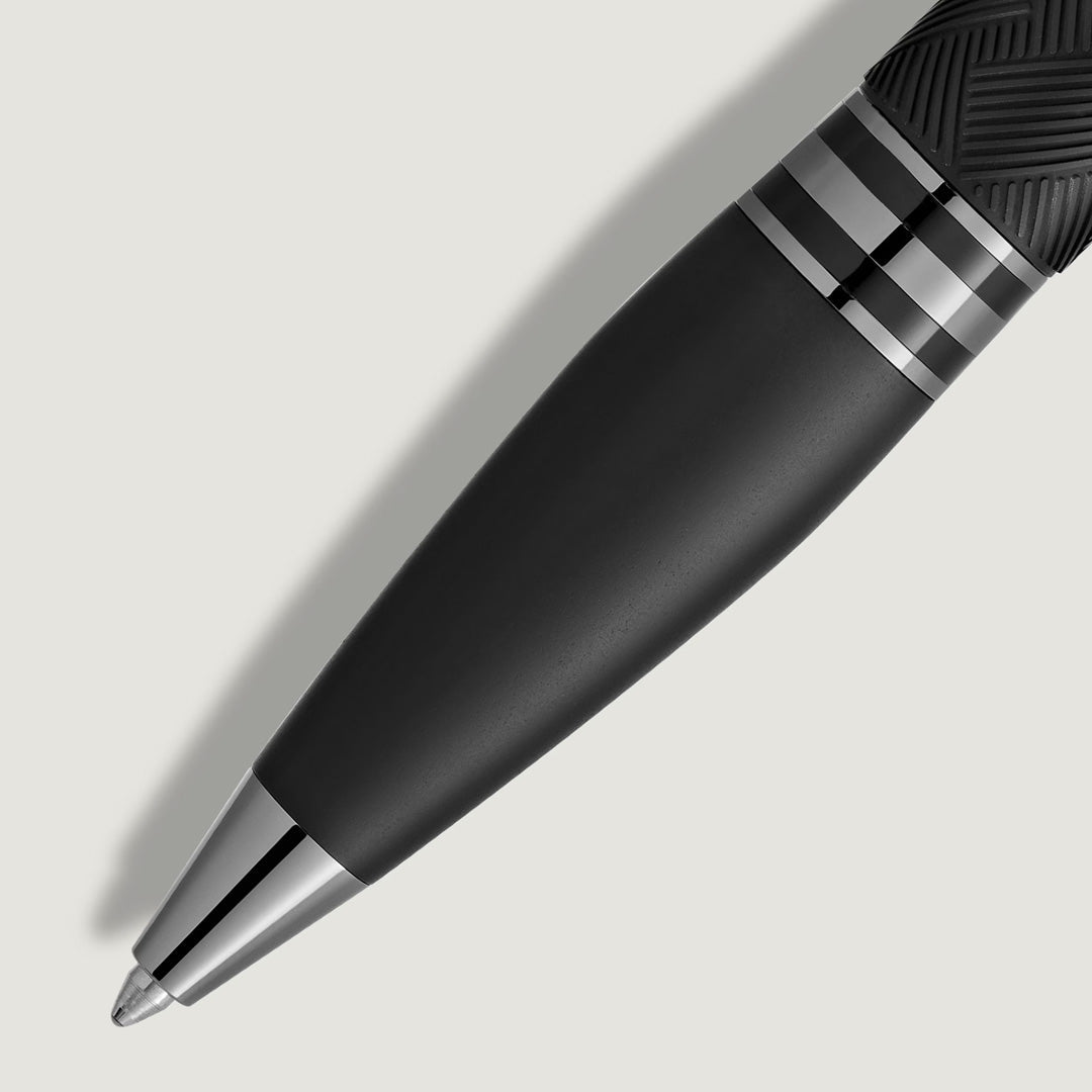 A close-up of the Montblanc StarWalker Extreme Precious Resin Ballpoint Pen with silver, ruthenium-coated fittings on a light grey background. The matte finish and textured grip highlight this premium Montblanc writing instrument.