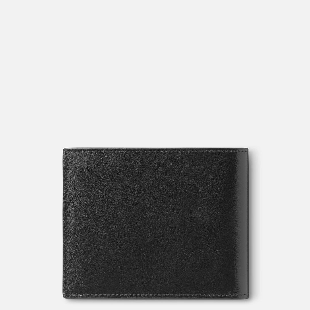 A closed Montblanc Meisterstuck 6CC Leather Wallet is centered on a plain white background.