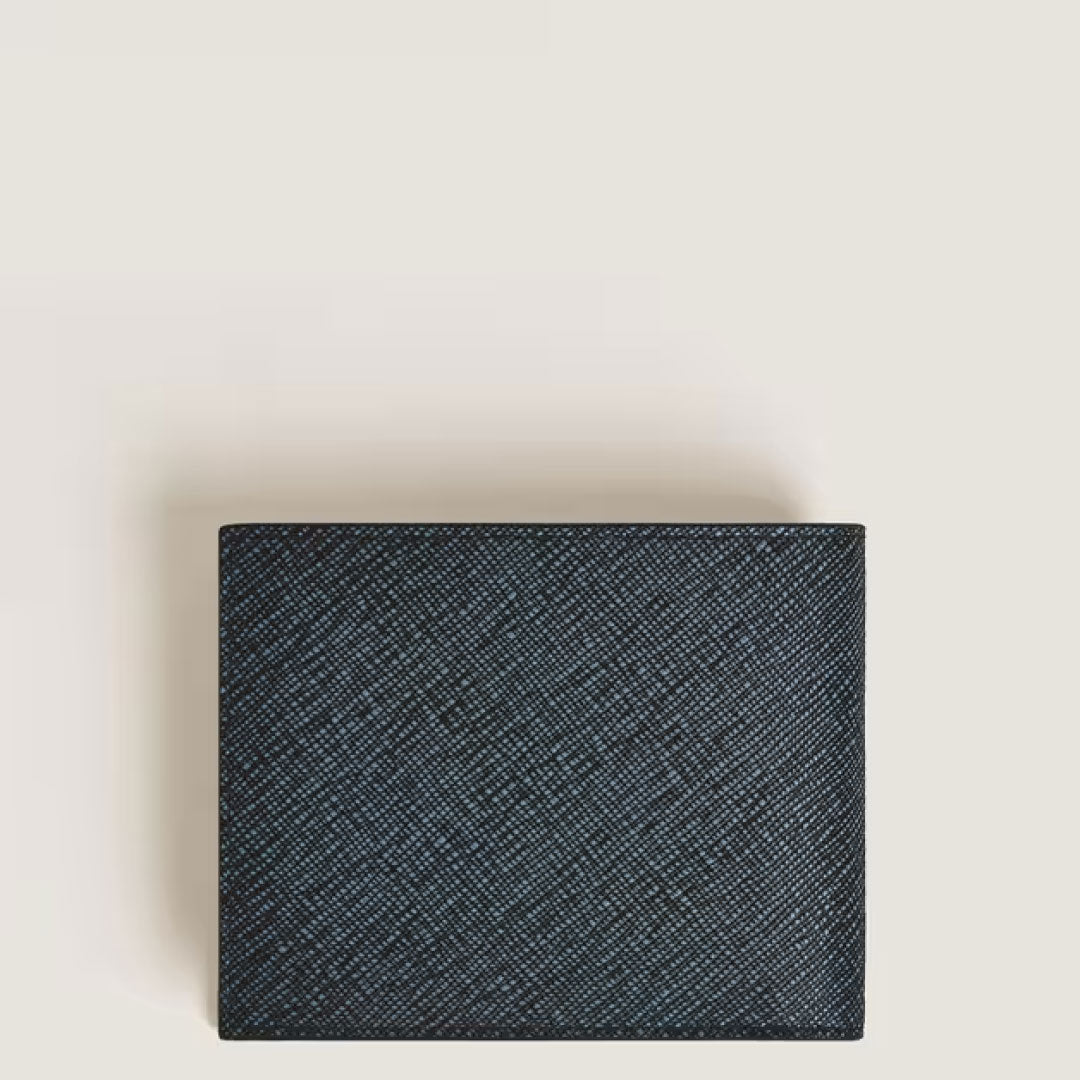 A closed, rectangular Montblanc Sartorial Leather 6cc Wallet is centered on a light, plain background.