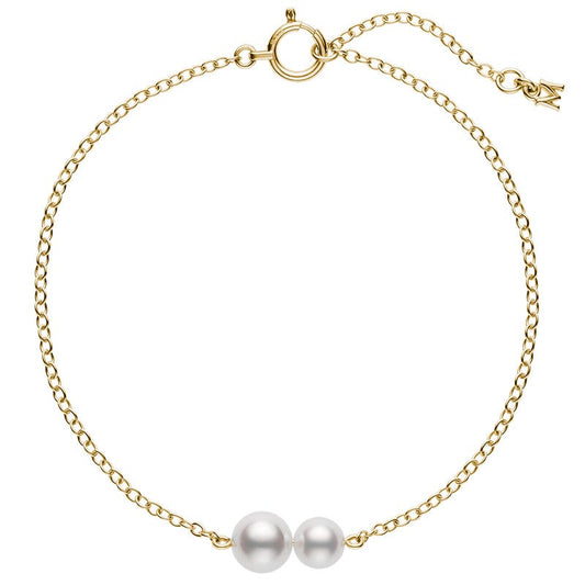 Adorn your wrist with the Mikimoto 18K White Gold Akoya Cultured Pearl Station Bracelet, featuring two lustrous Akoya cultured pearls at the center and a delicate “M” charm on the adjustable clasp. Crafted by Mikimoto in exquisite 18K white gold, this simple yet sophisticated design stands out beautifully against any background.