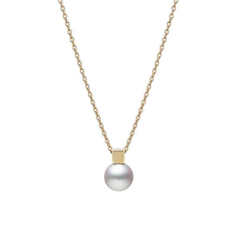 Mikimoto 18K Yellow Gold Akoya Cultured Pearl Necklace Pendant