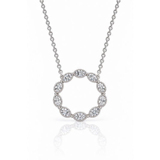 Raffi&Co.® 18K White Gold 0.84 ctw Pear Diamond Circle Pendant Necklace — front view
