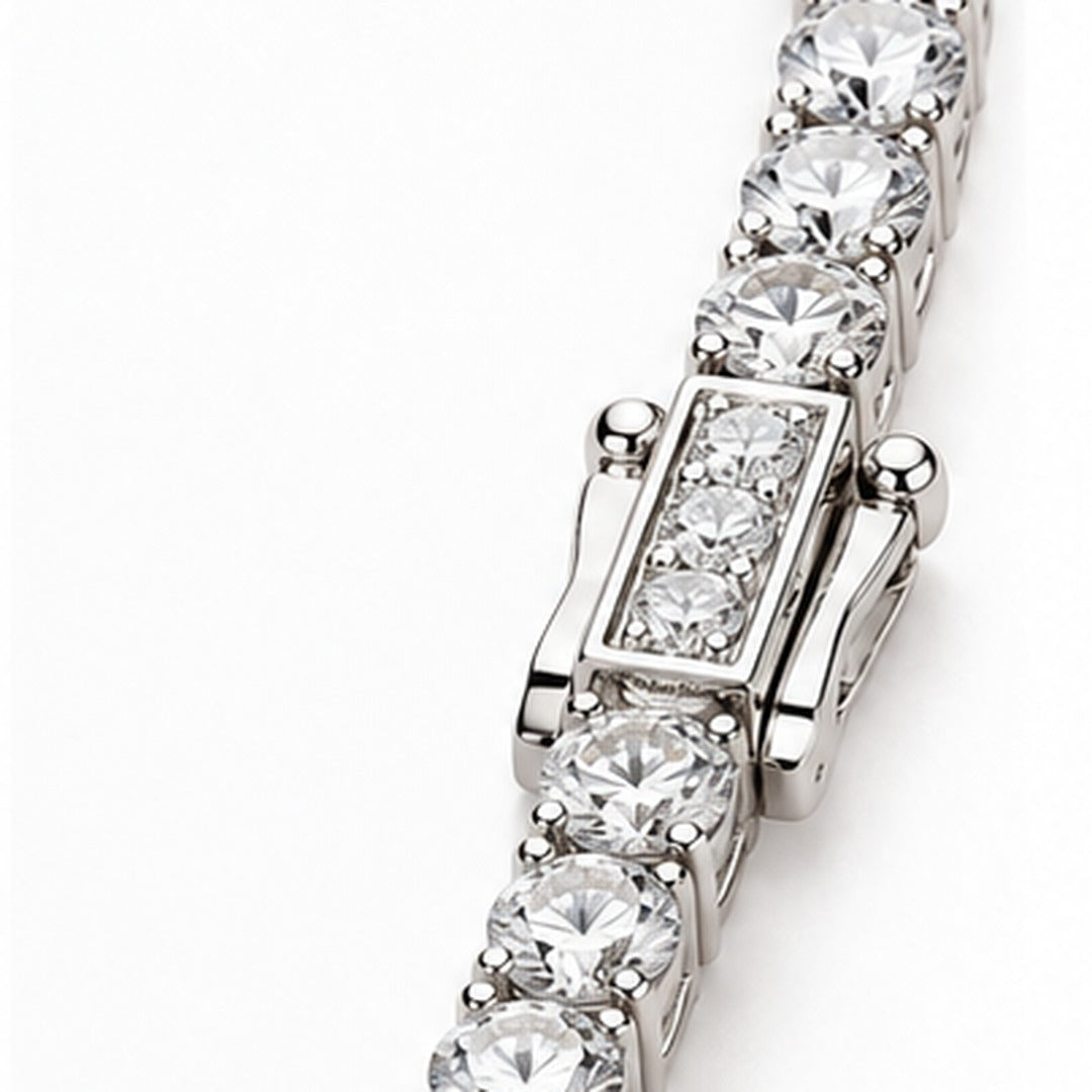 Raffi&Co.® 14K White Gold 13.40 ctw Round Lab Grown Diamond Tennis Necklace — detail view