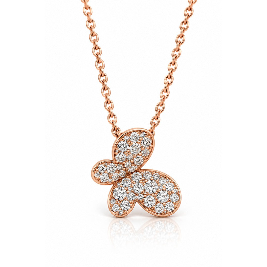 Raffi&Co.® 18K Rose Gold 0.48 ctw Round Diamond Butterfly Pendant Necklace — front view