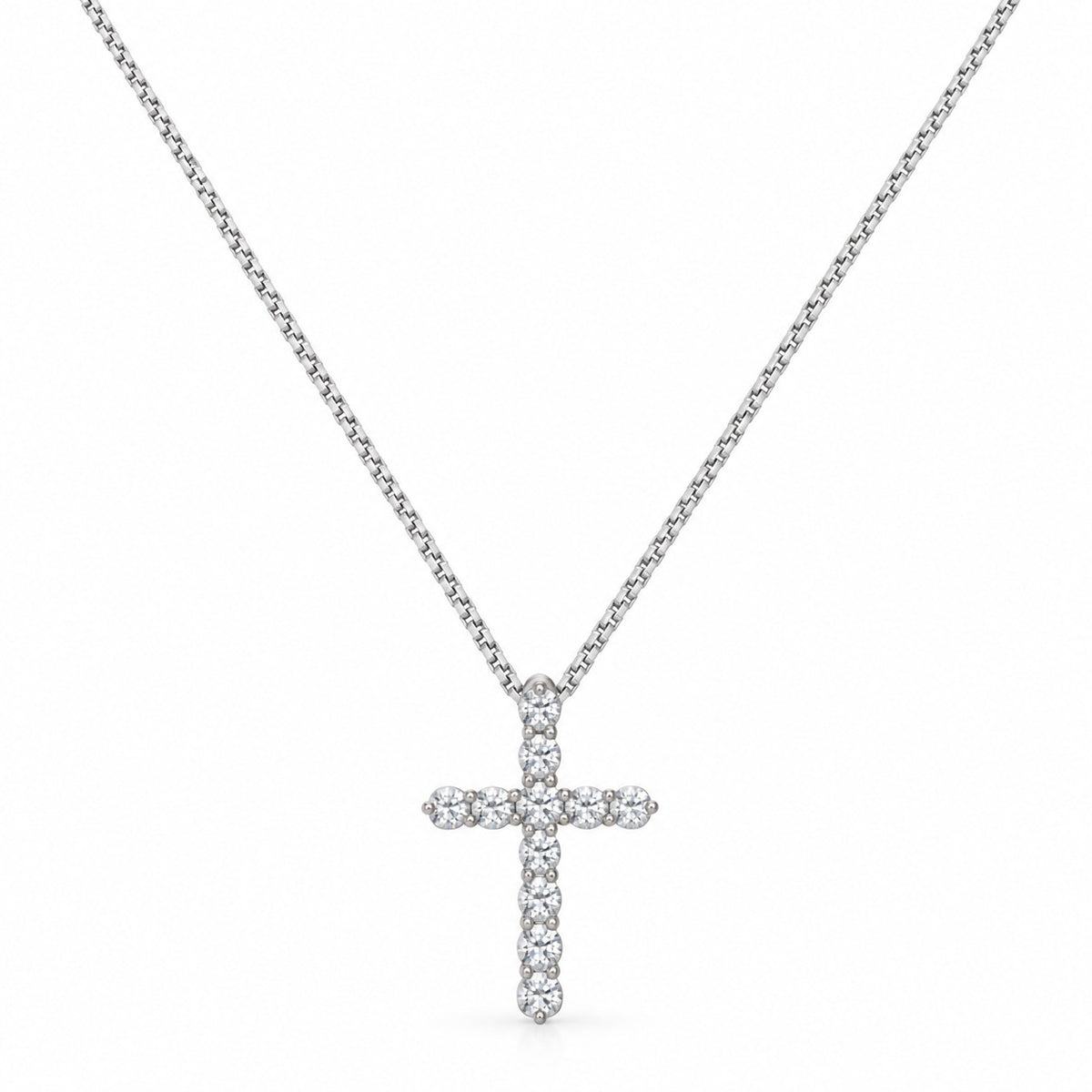 Raffi&Co.® 10K White Gold 1.00 ct tw Lab Grown Diamond Cross Pendant Necklace — front view