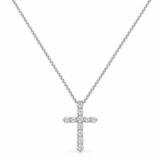 Raffi&Co.® 10K White Gold 1.00 ctw Lab Grown Diamond Cross Pendant Necklace — front view
