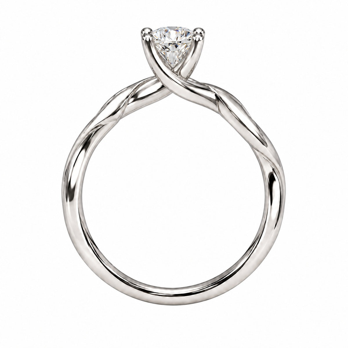 Raffi&Co.® 14K White Gold 0.58 ct Round Lab Grown Diamond Twist Engagement Ring — angle view