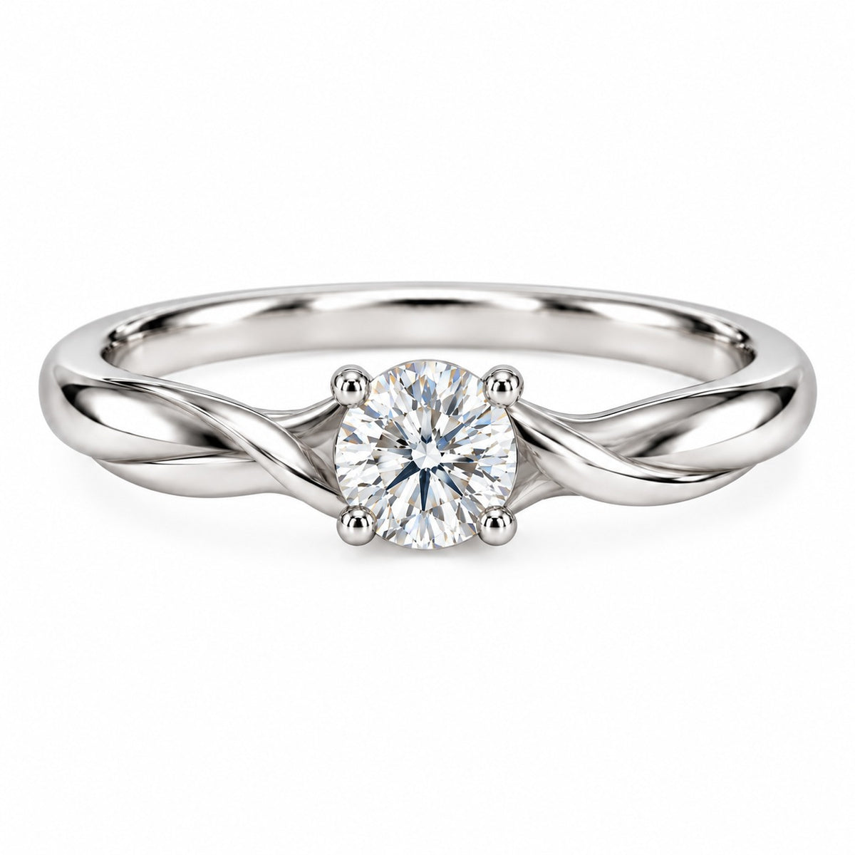 Raffi&Co.® 14K White Gold 0.58 ct Round Lab Grown Diamond Twist Engagement Ring — front view