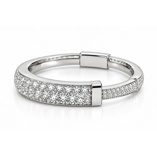Raffi&Co.® 14K White Gold 0.90 ctw Round Diamond Pavé Lock Ring — front view