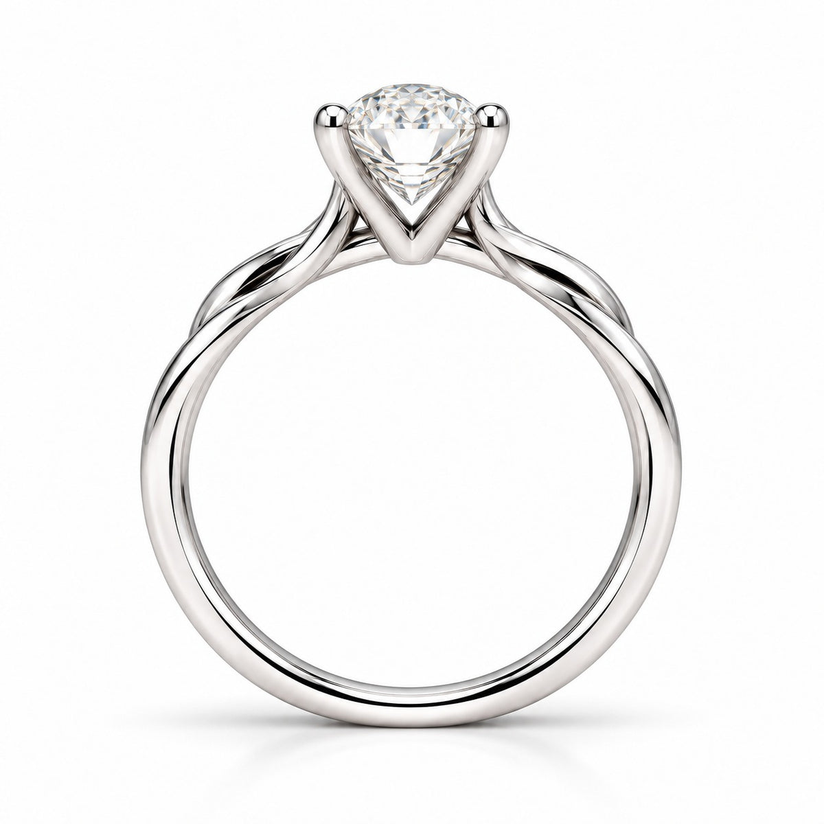 Raffi&Co.® 14K White Gold 2.36 ct Oval Lab Grown Diamond Twist Engagement Ring — angle view