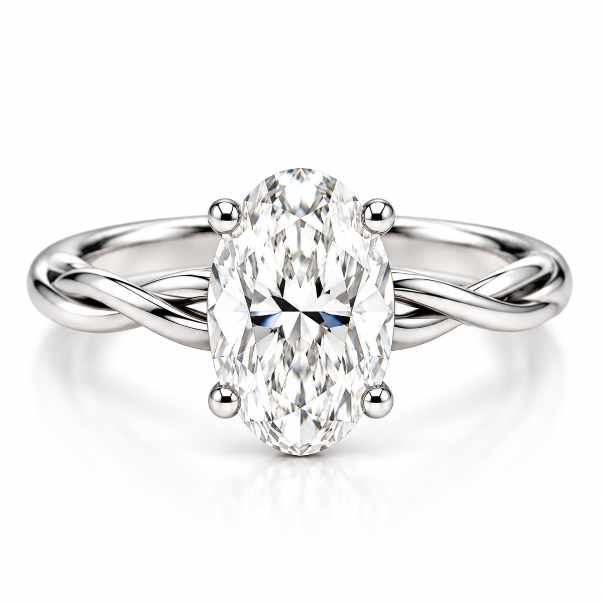 Raffi&Co.® 14K White Gold 2.36 ct Oval Lab Grown Diamond Twist Engagement Ring — front view