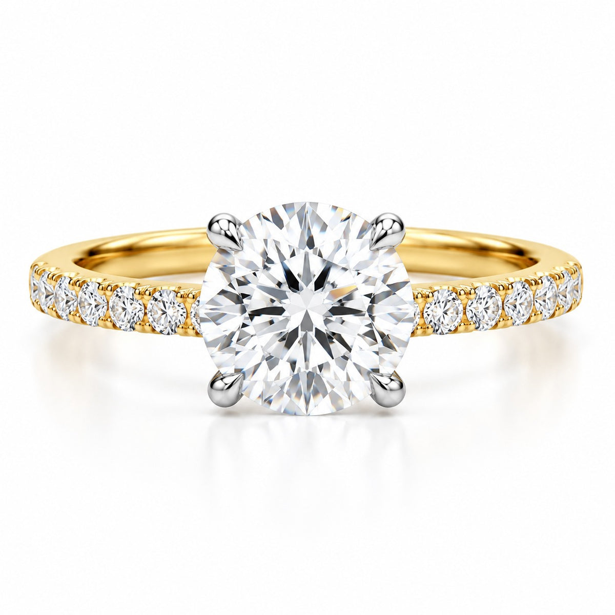 Raffi&Co.® 14K Yellow Gold 1.68 ct Round Lab Grown Diamond Pavé Engagement Ring — front view