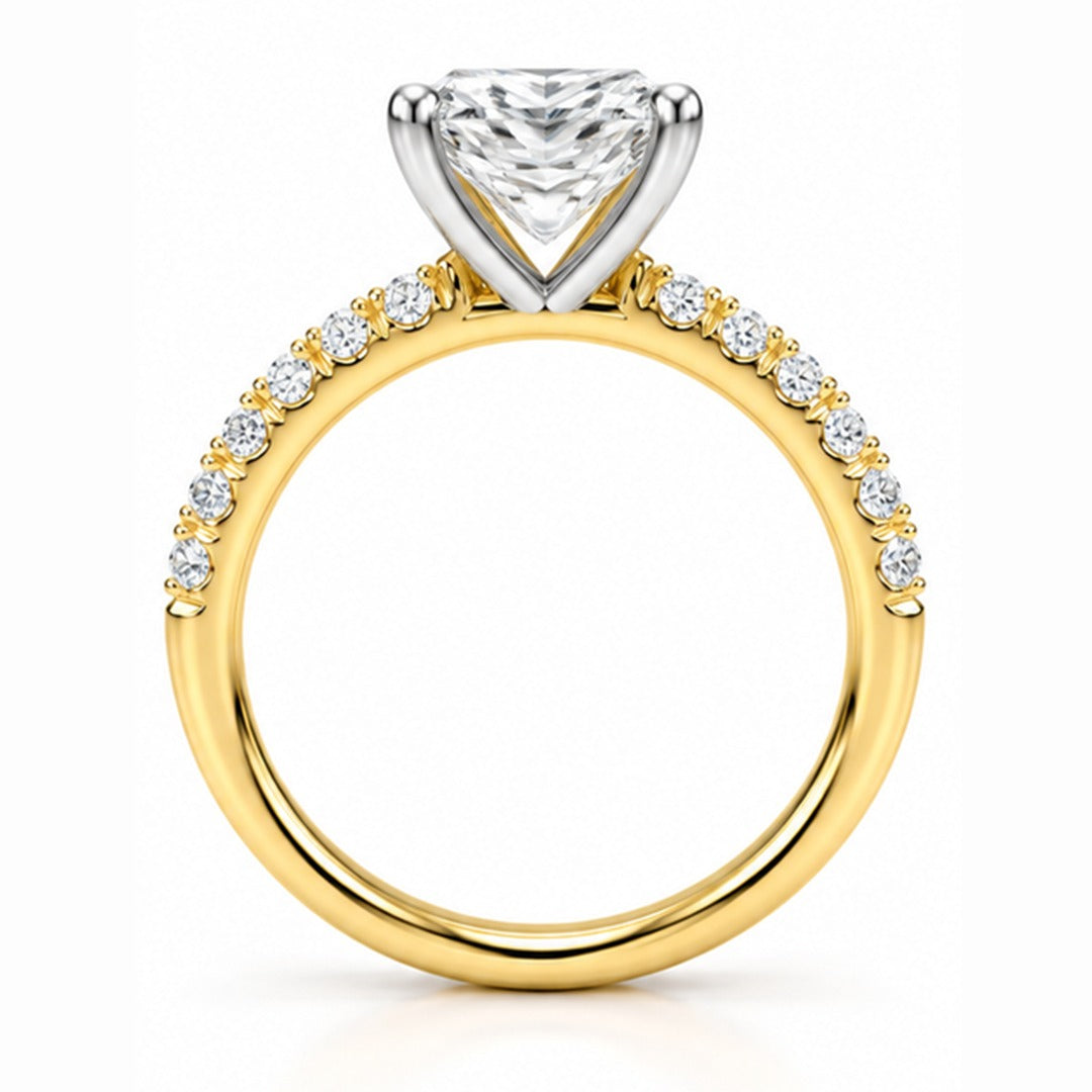 Raffi&Co.® 14K Yellow Gold 2.01 ct Princess Lab Grown Diamond Pavé Engagement Ring — angle view