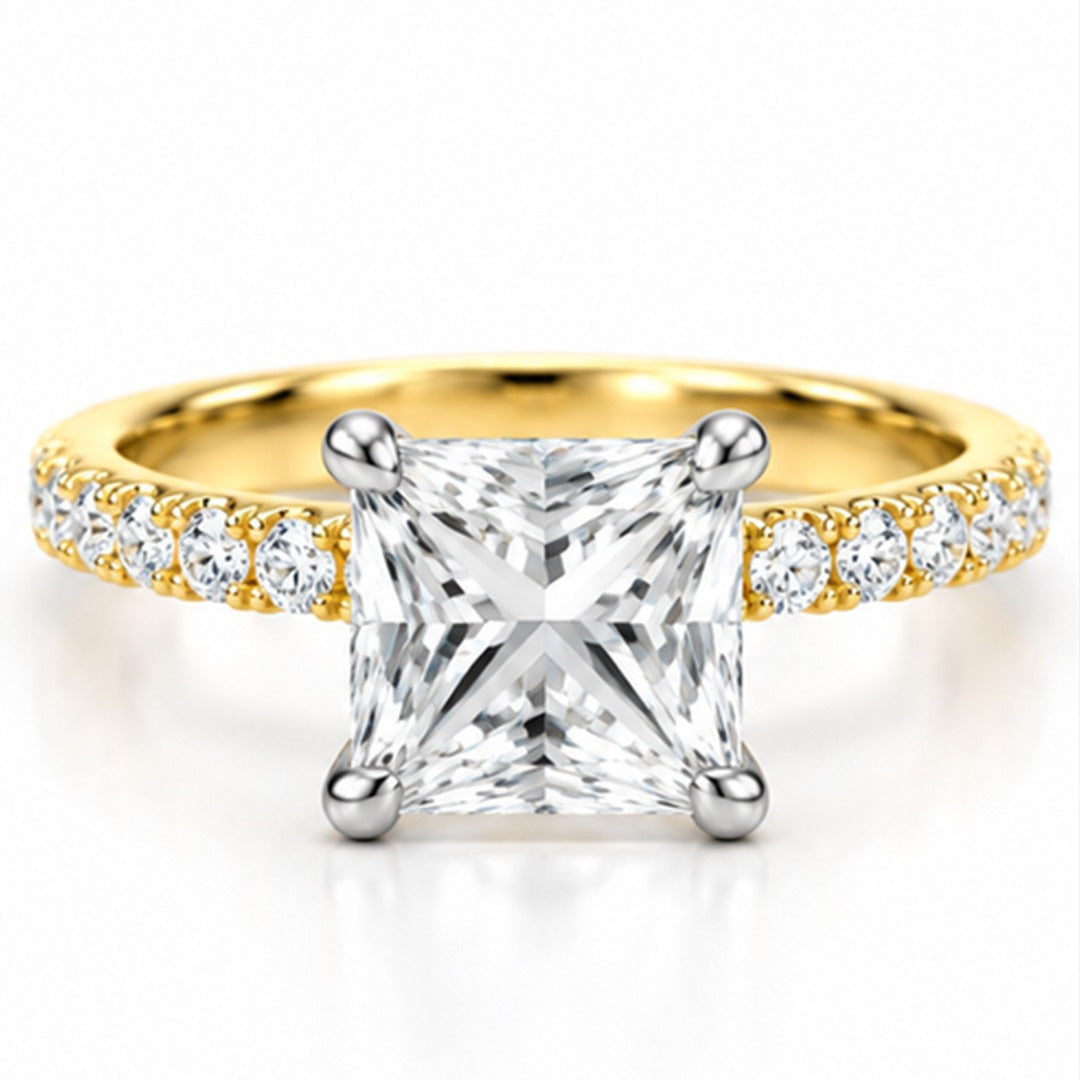 Raffi&Co.® 14K Yellow Gold 2.01 ct Princess Lab Grown Diamond Pavé Engagement Ring — front view