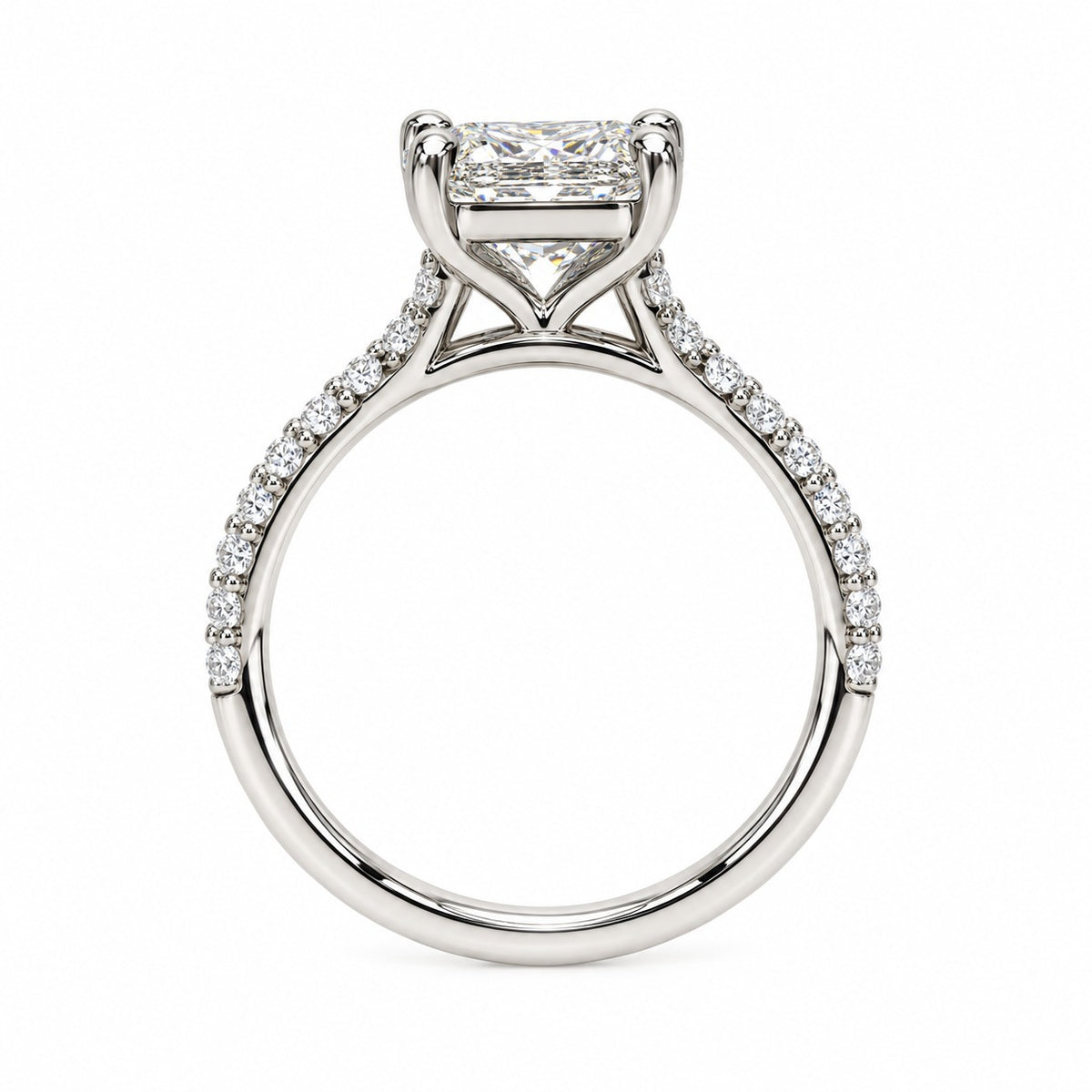 Raffi&Co.® 14K White Gold 2 ct Princess Lab Grown Diamond Pavé Engagement Ring — angle view