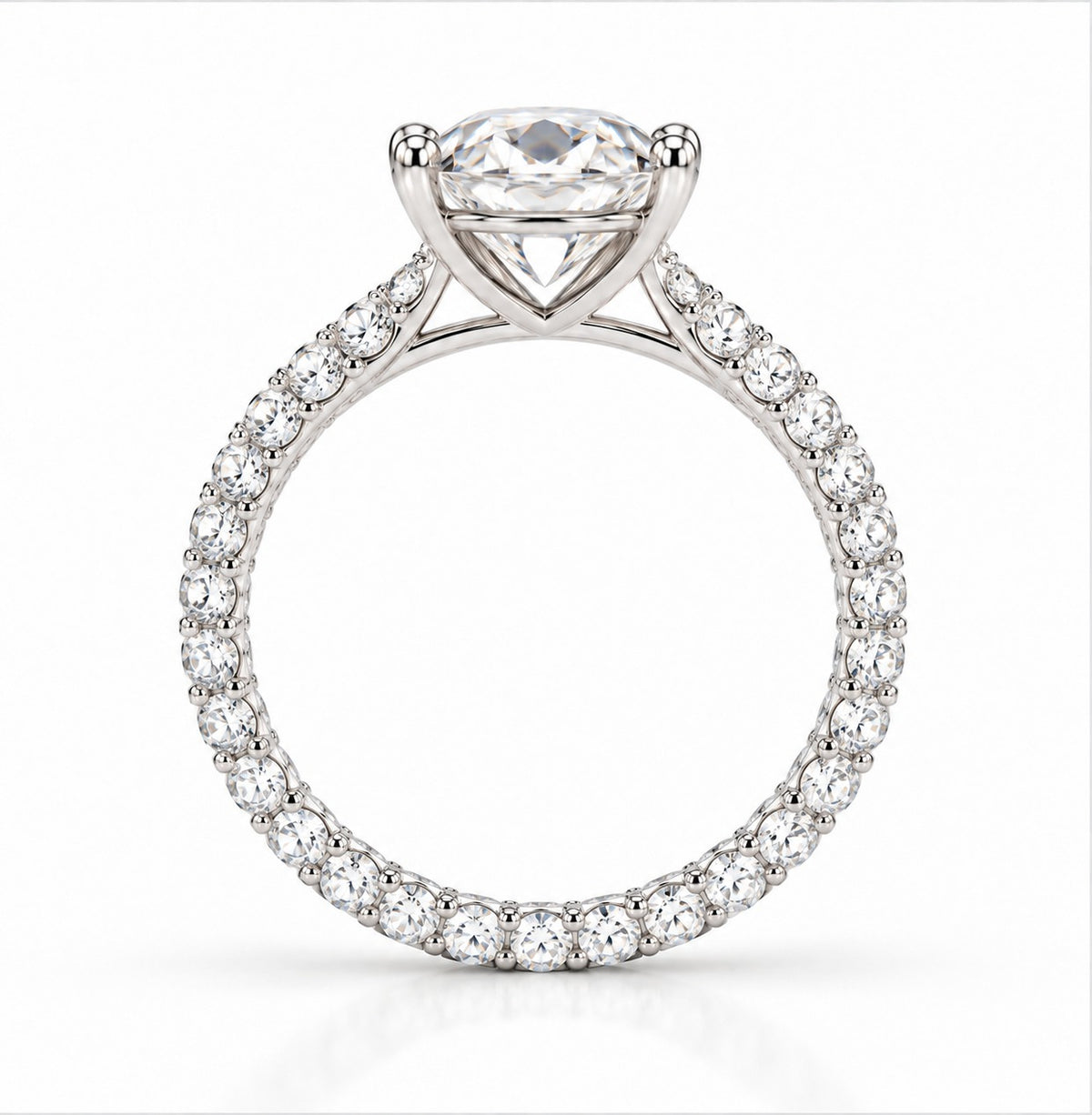 Raffi&Co.® 14K White Gold 7.13 ct Oval Lab Grown Diamond Pavé Engagement Ring — angle view