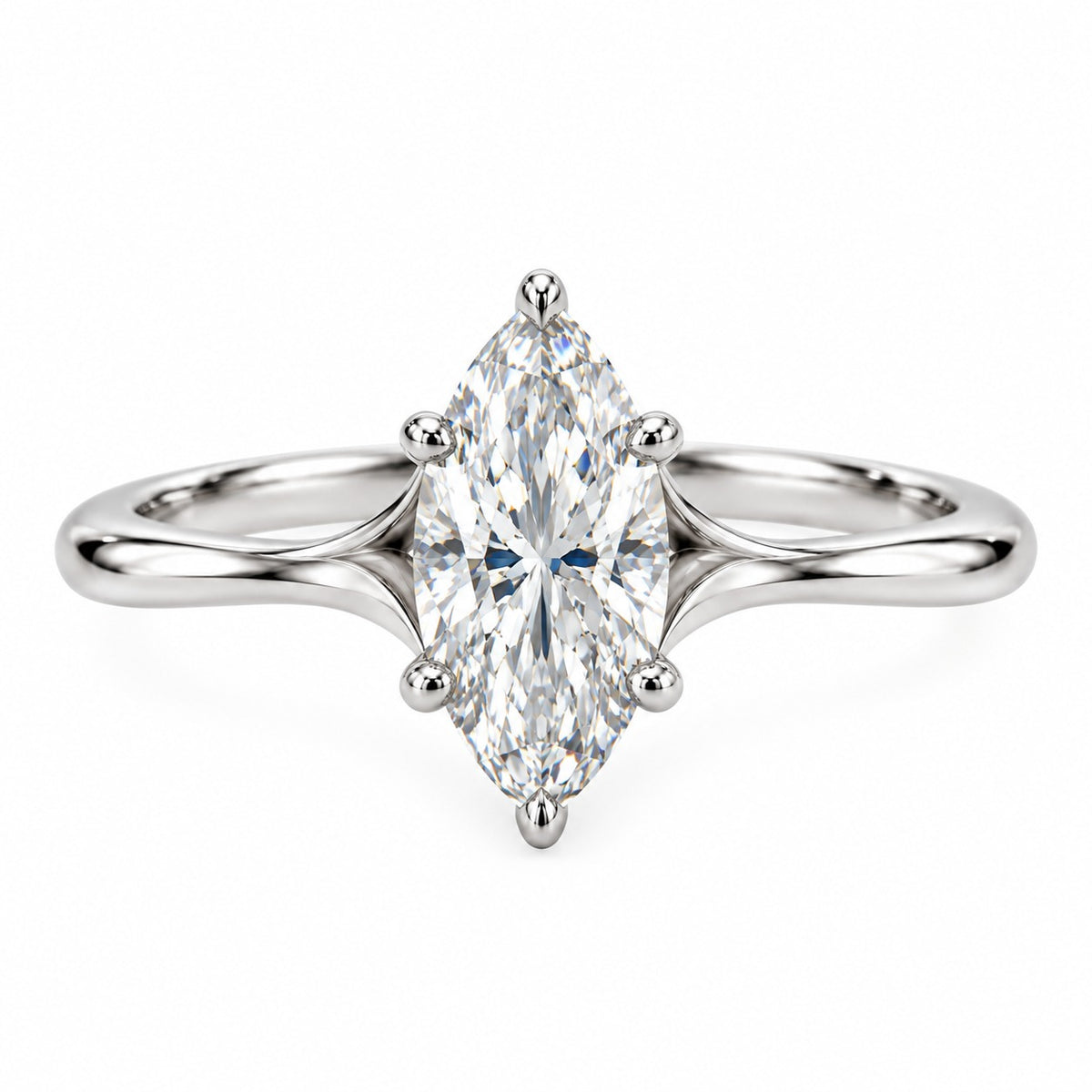 Raffi&Co.® 14K White Gold 4.03 ct Marquise Lab Grown Diamond Solitaire Engagement Ring — front view
