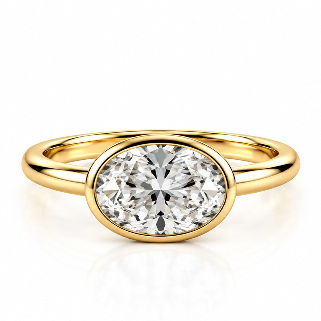 Raffi&Co.® 14K Yellow Gold 3.50 ct Oval Lab Grown Diamond East-West Bezel Engagement Ring — front view