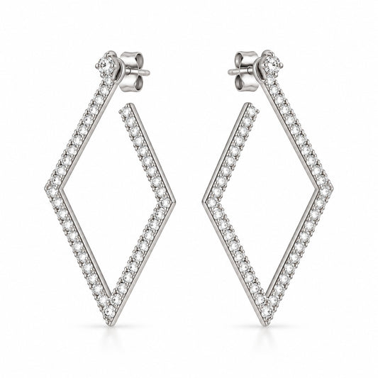 Raffi&Co.® 14K White Gold 1.00 ctw Round Diamond Geometric Hoop Earrings — front view