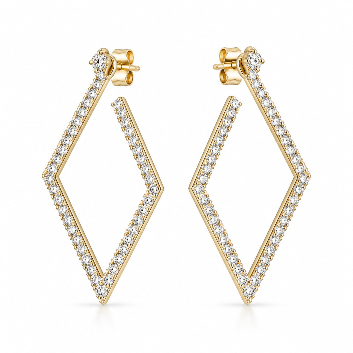 Raffi&Co.® 14K Yellow Gold 1.70 ctw Round Diamond Geometric Hoop Earrings — front view